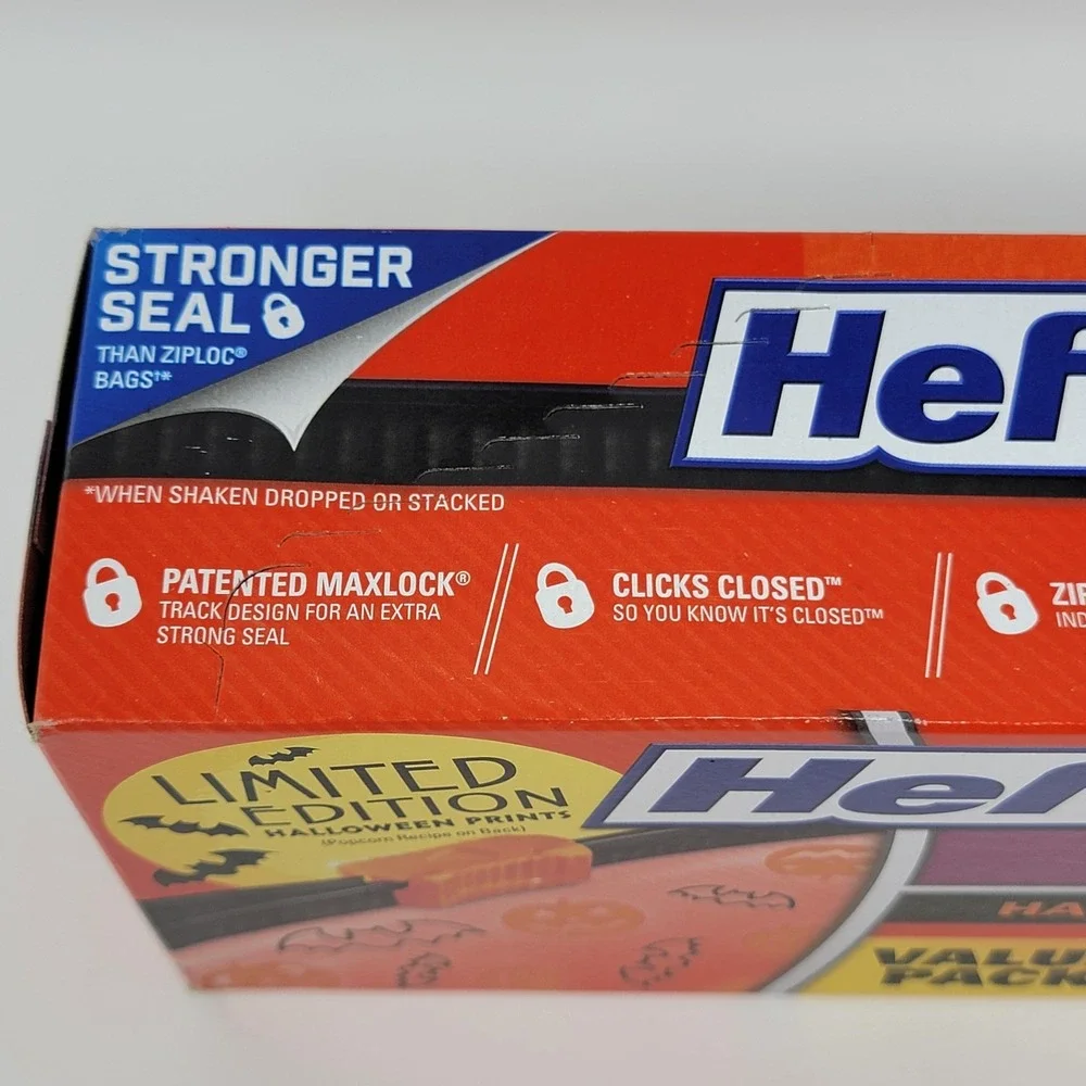 Hefty 2015 Halloween 30 Quart Storage Slider Bags Bats Pumpkins Limited Edition